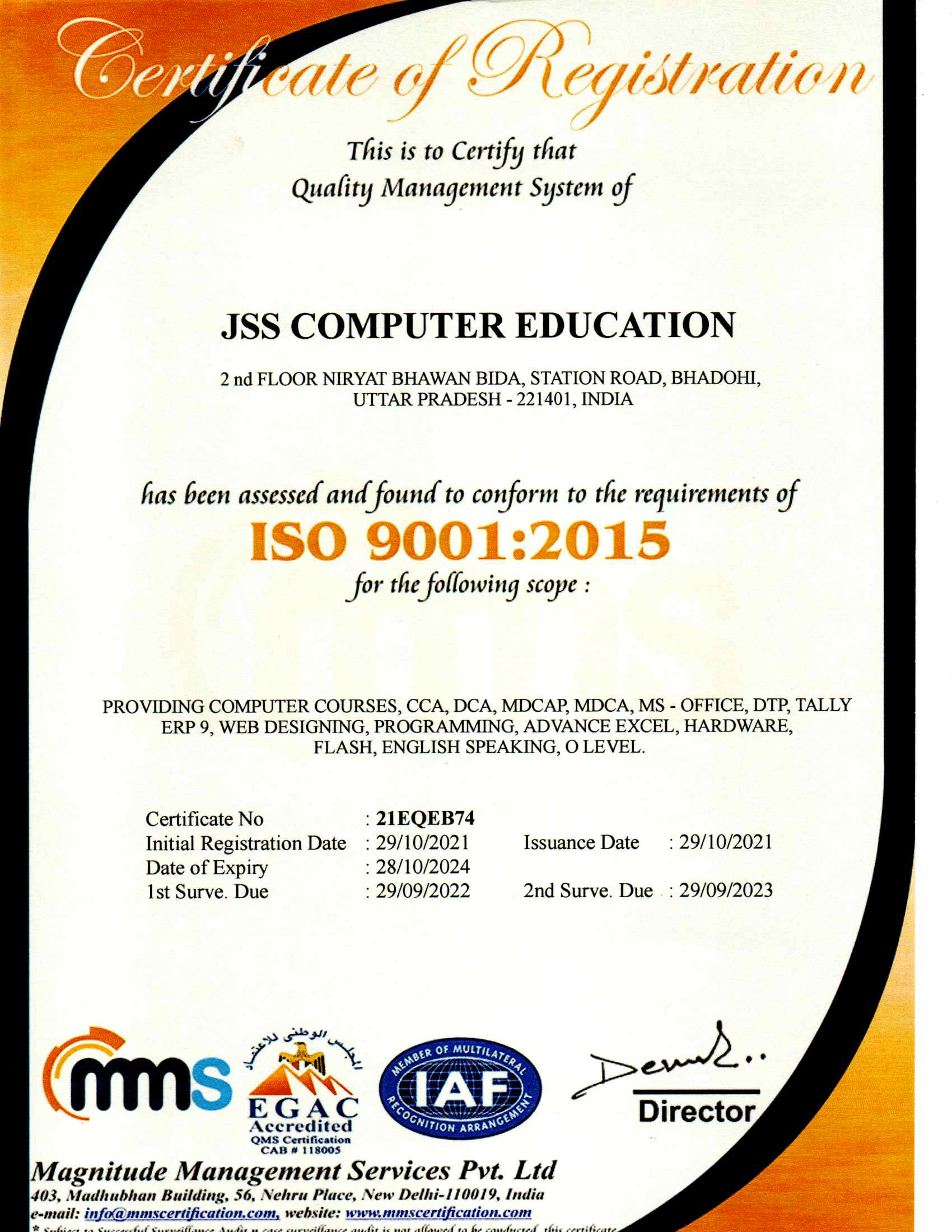 ISO 9001:2008 Certificate
